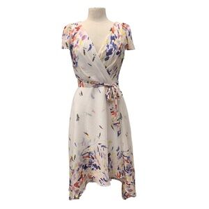 DKNY high low pastel floral dress size 6 flutter sleeve